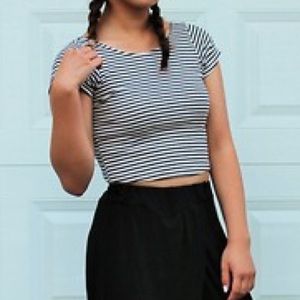 Zara Black and White striped Ribbed crop Top